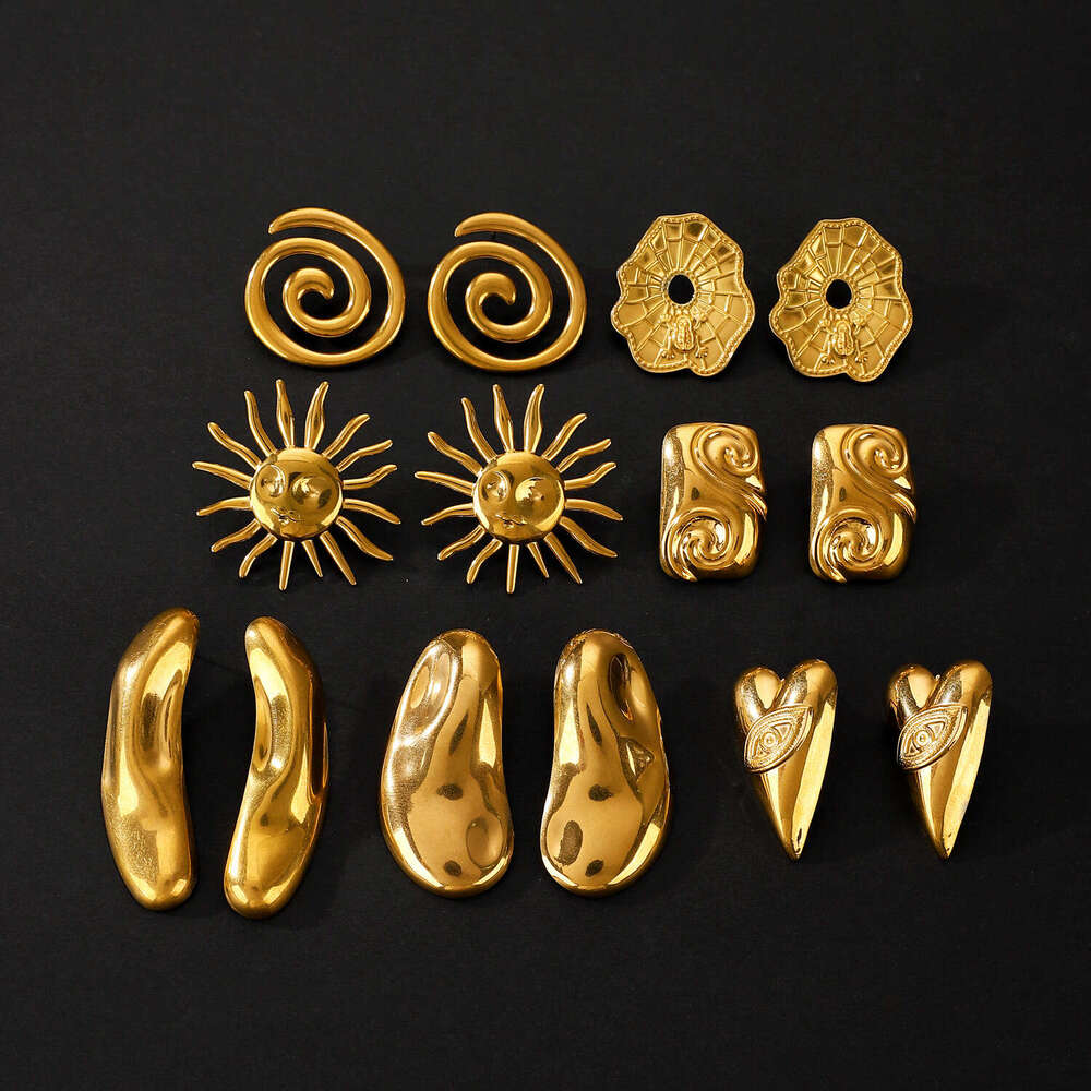 High-Quality Stainless Steel Peach Heart Shape Earrings with Unique Geometry Design