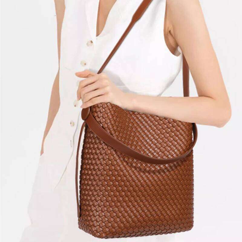 Woven Bucket Large Crossbody Casual Shoulder Hobo Faux Leather Shopping Bag Fashion Summer Beach Tote Bags