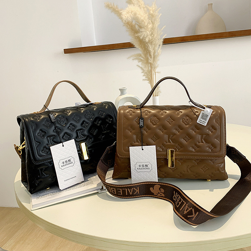 Free Shipping Designer Bag Niche Design Temperament Handbag 2025New Trendy And Versatile Texture Indentation Crossbody Large Capacity Women's Bag