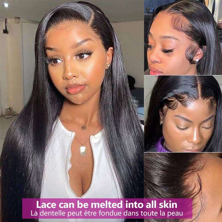 Super Double Drawn Bone 100% Human Hair Wigs 13x6 Transparent 13x4 Frontal Pre Plucked Straight Lace Front Wig