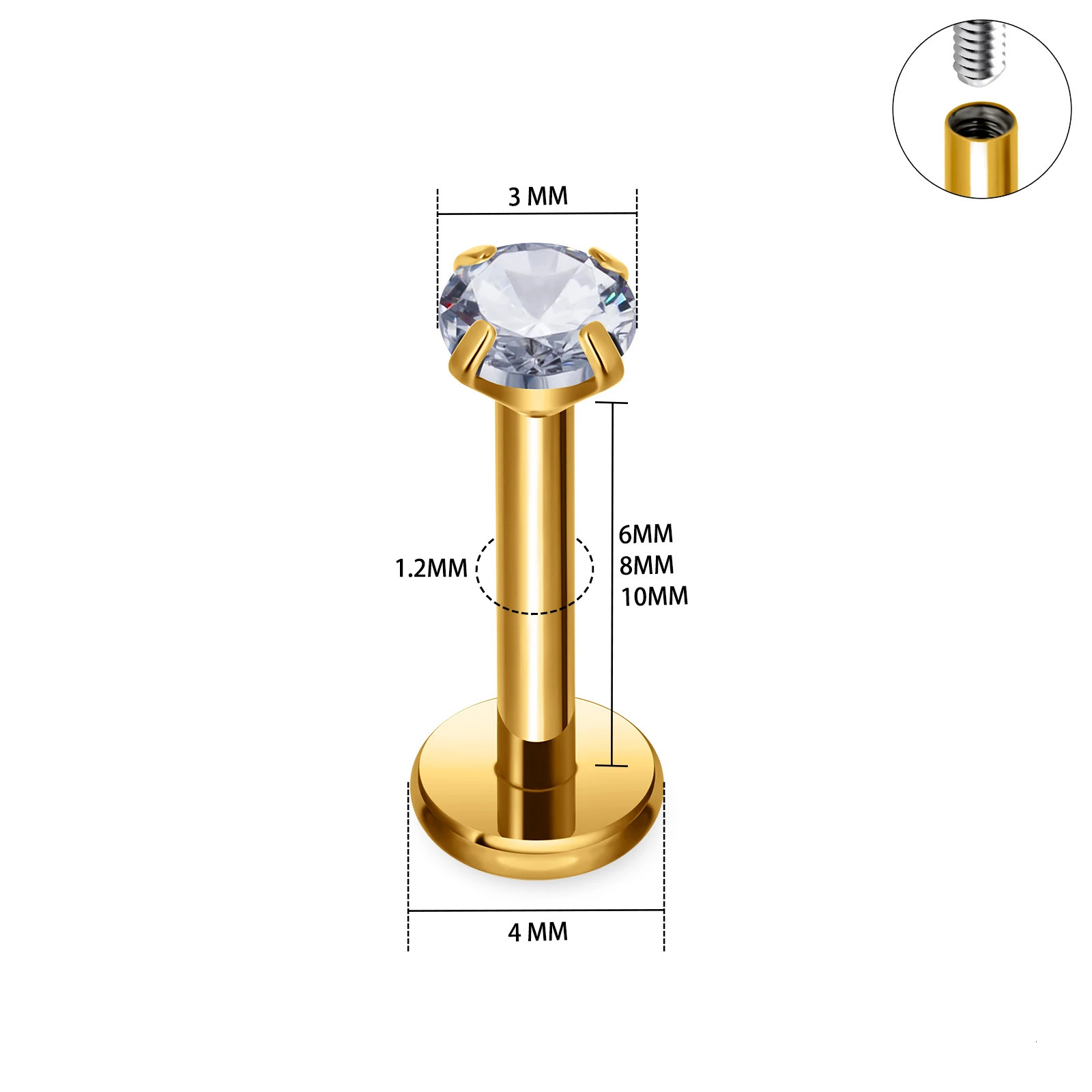 10pcs G23 Labret Piercing Lip Ring 16G Internal Thread Nose Stud Earring Tragus Helix Cartilage Piercing Women Jewelry 250605