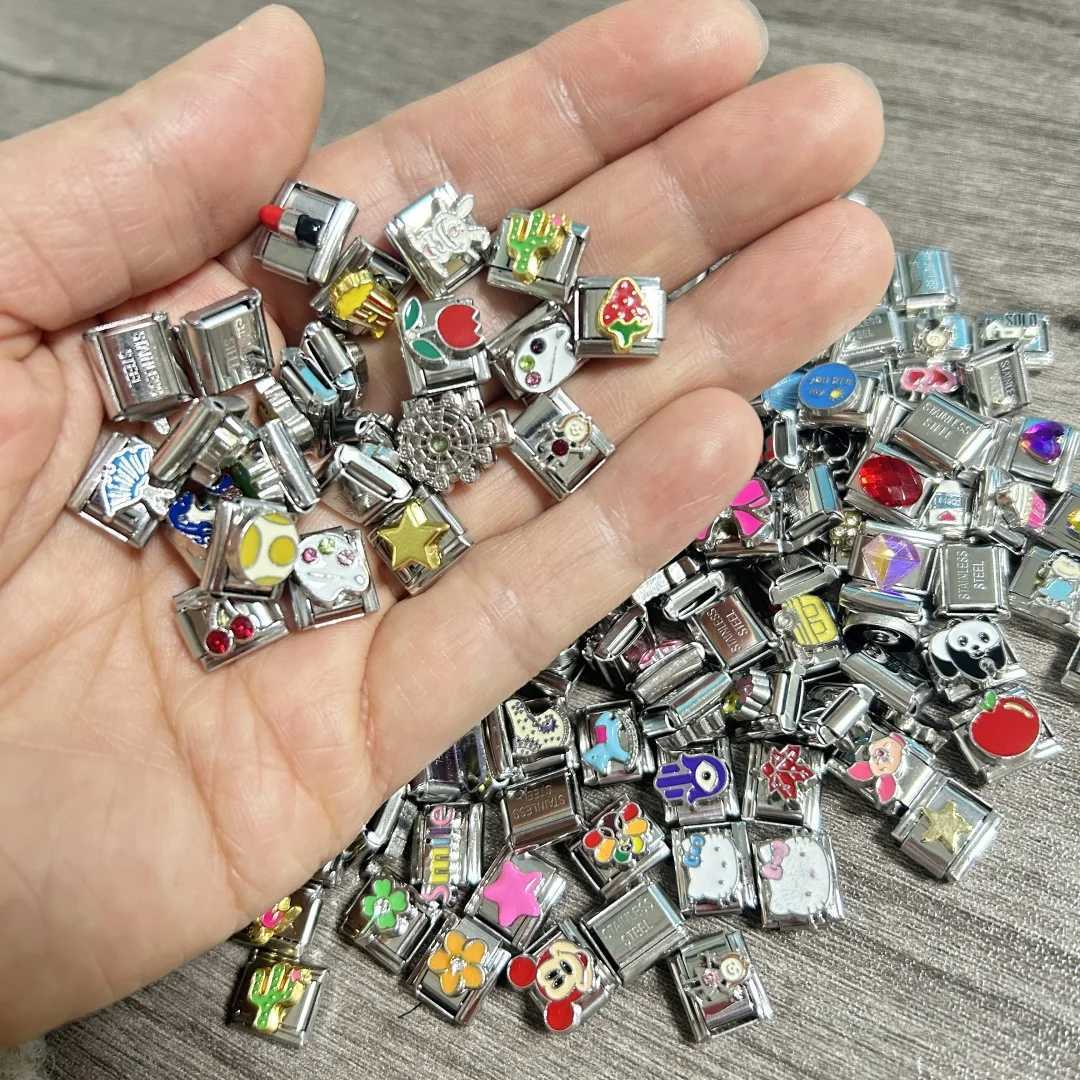 20 Mixed Italian Charm Link Bracelet 9MM Men Women DIY Parts Module Accessories Wholesale W250606