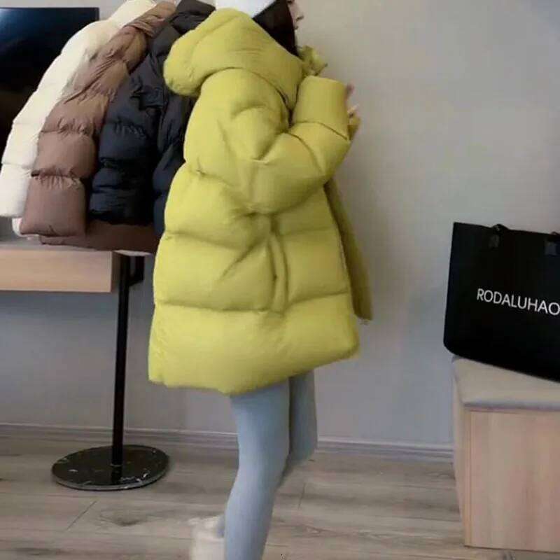 Women Cotton Coat 2025 Winter New Fashion Warm Hooded Solid Color Thickenin Elegance Down Cotton-Padded Jacket H145