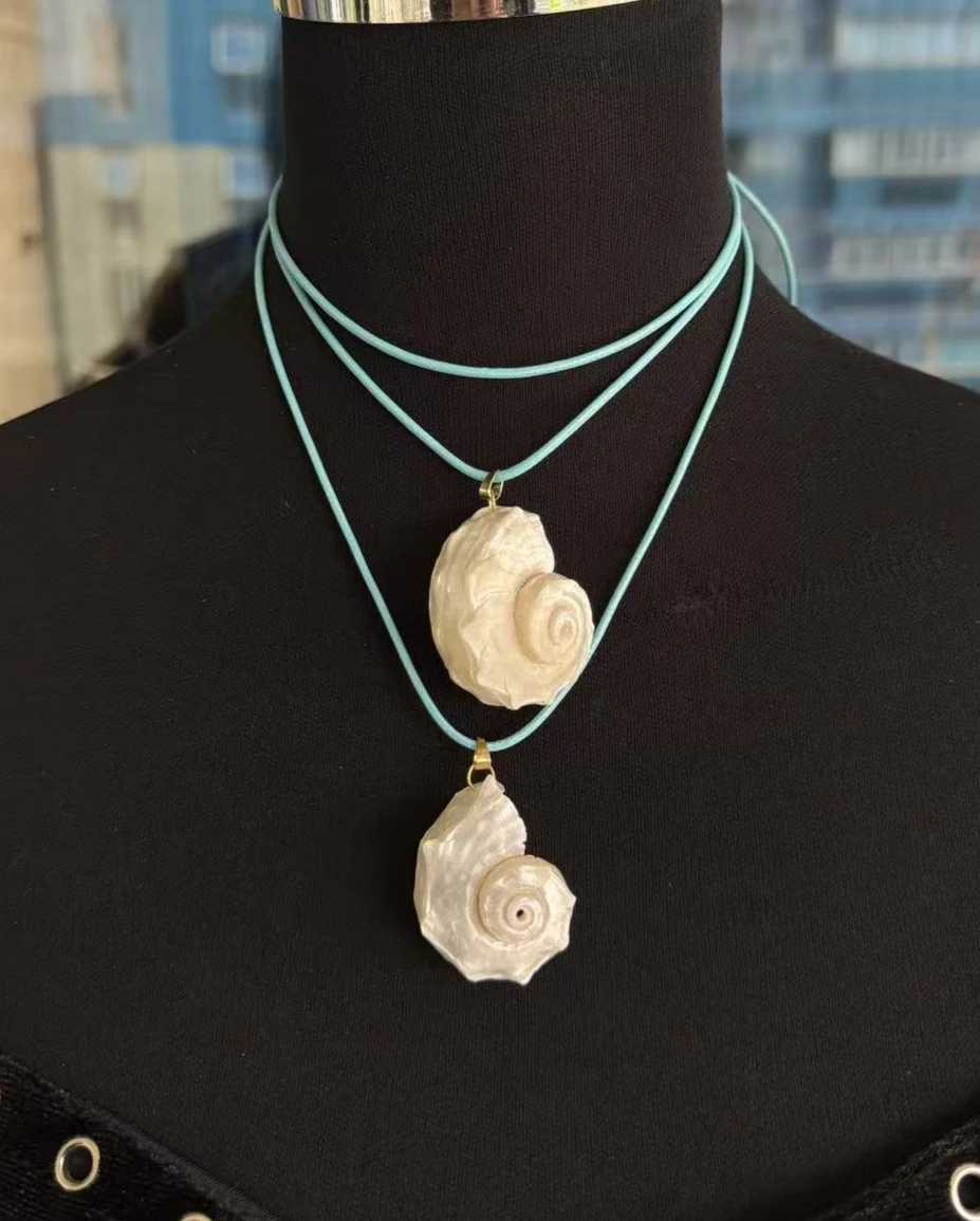 Natural Shell Conch Pendant Necklace Womens Summer Beach Jewelry Gift Y250605