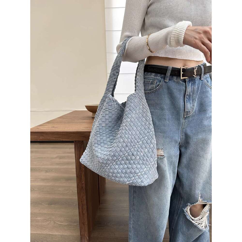 New Denim Tote for Women Large Capacity High end Handwoven Bag Niche Design