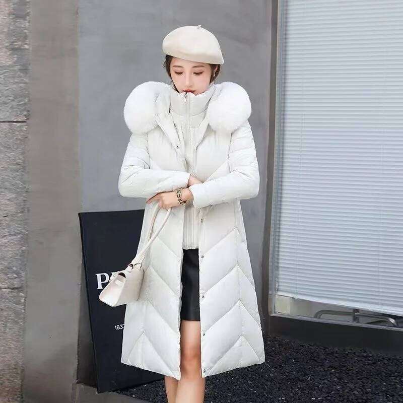 Winter Hooded Fur Collar Long Parkas Thick Warm Down Cotton Padded Jacket 2025 New Women Casual Hoodies Coat Female Outwear