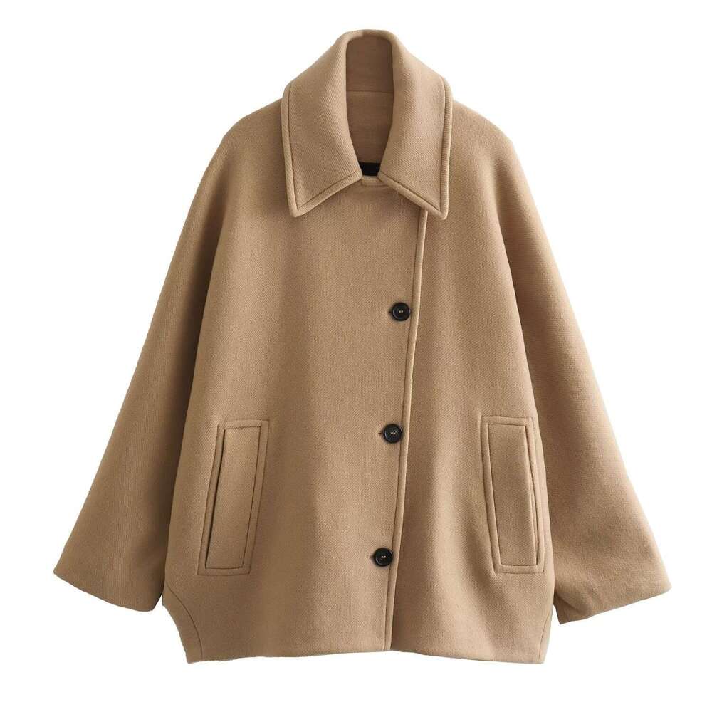 Women's Fashion Autumn New Asymmetric Blend Short Loose Coat Jacket B5