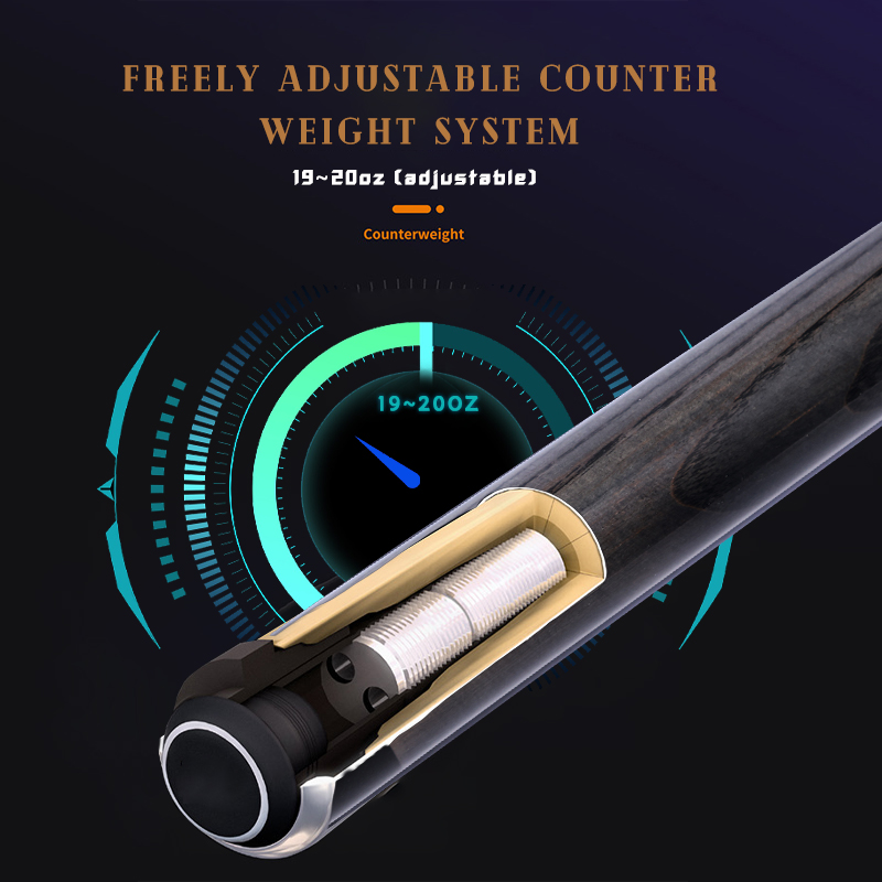 OKHEALING Play Pool Cue Black Technology Carbon Fiber Shaft 12.4mm Pigskin Tip 58in Radial Joint 8-teeth Professional Billiard Cue 1/2 Pool Game Cue S