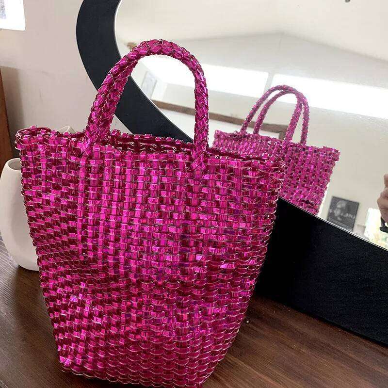 Beach Woven Tote Bag Women Large Capacity Composite Single Shoulder Shopping Bags Handmade
