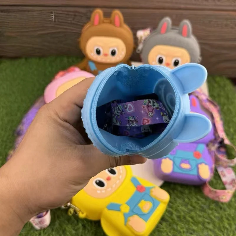 Monster Labubu Cute Silicone Bag Wallet Cartoon Sweet Coin Students Outdoor Colorful Mini Crossbody Child Gift 250605