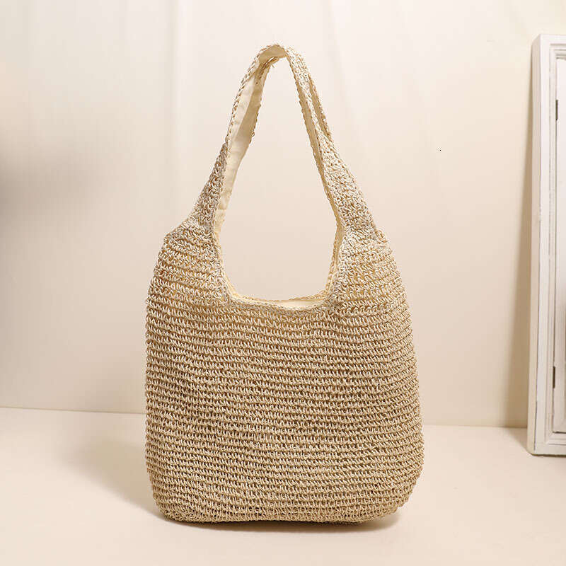 New Large Capacity Single Shoulder Simple Straw Woven Vacation Beach Casual Women's Bag B5