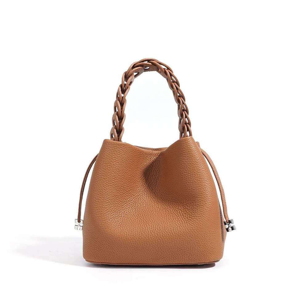 New first layer of cowhide bucket spring high-grade textured leather crossbody bag commuter every shoulder elegant handbag
