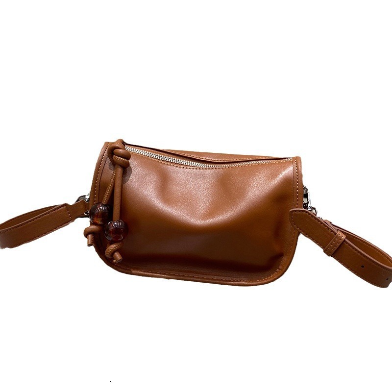 Quality New Style Genuine Leather Women's Bag Layer Cowhide Shoulder Bag Versatile Crossbody Bag Women's Niche High-end Pillow Bag New Free 