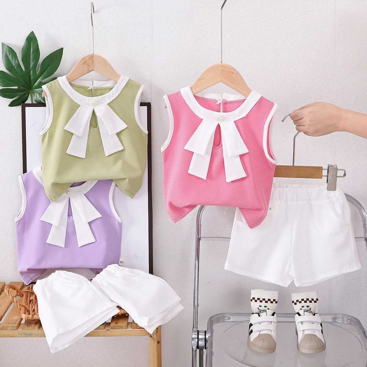 New Summer Baby Girls Clothes Children Sleeveless Vest Shorts 2Pcs/Sets Toddler Clothing Infant Fashion Costume Kids Tracksuits R250606