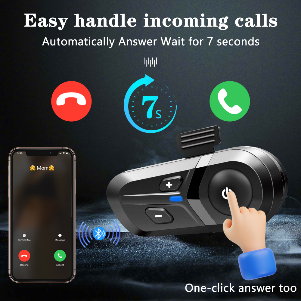 Bluetooth 5.3 Wireless Motorcycle Helmet Headset Hands-free Call Phone Motorcycle Waterproof Earphone Music Player Moto Helmet