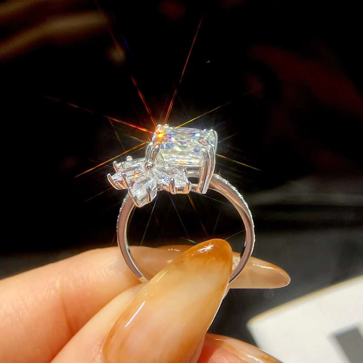 GRA Radiant Emerald Cut 5ct 11mm Rectangle Genuine Moissanite Diamond Ring 925 Sterling Silver Engagement Fine Women Jewelry