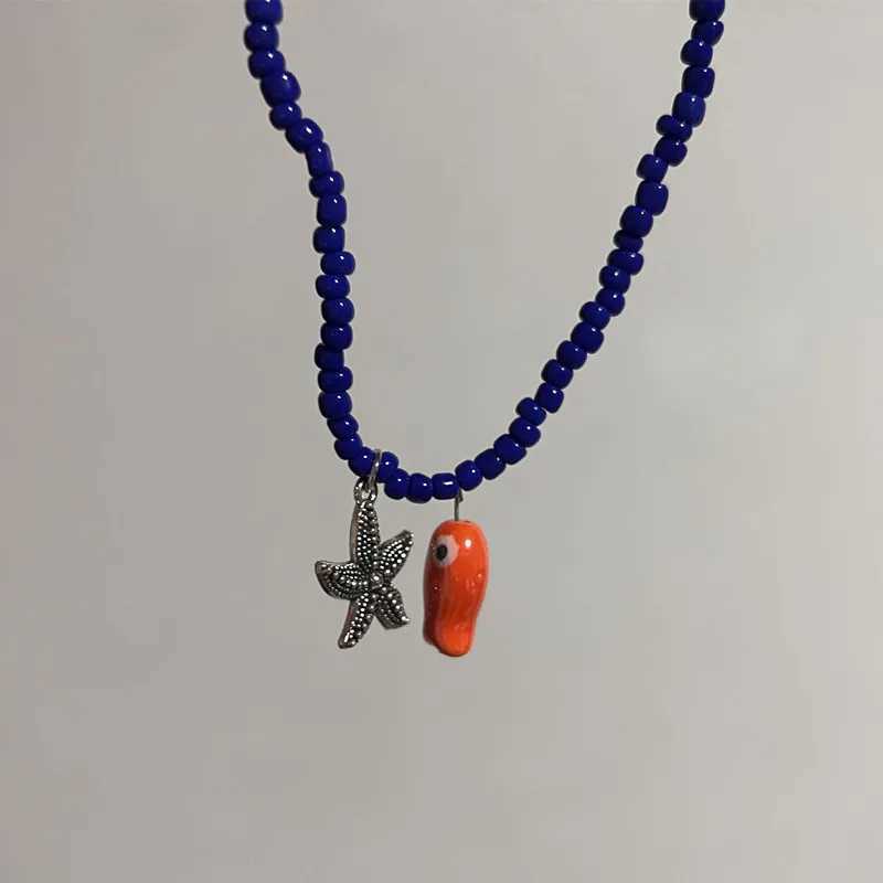 Bohemian Colorful Glaze Bead Choker Necklace For Women Vintage Red Heart Star Pendant Necklace Hawaii Beach Jewelry 2025 New Y250605