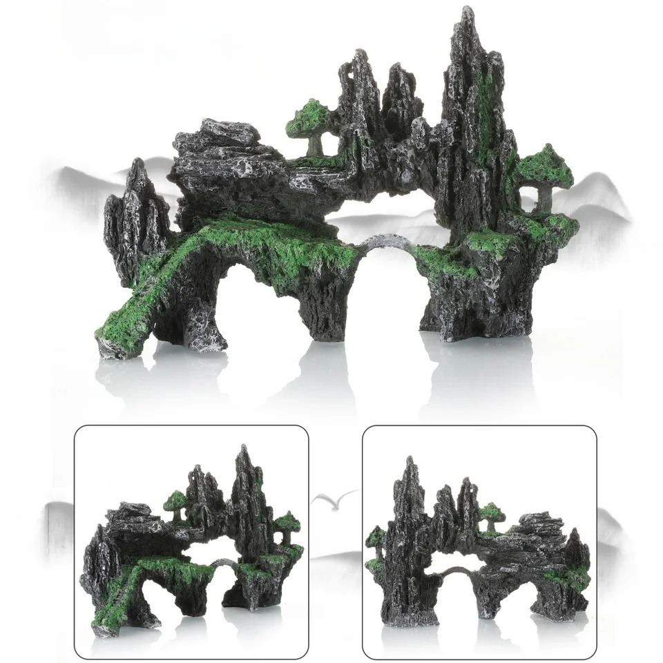 Aquarium Decorative Rocks Fish Tank Simulation Mountain Rockery Arched Bridge Landscaping Decor Creative Home Crafts Ornaments 250604