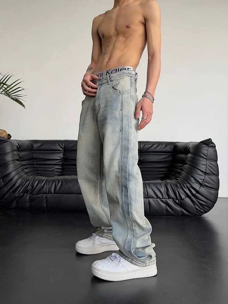 Loose Baggy Mens Jeans Low Rise Trousers Summer Male Cowboy Pants Aesthetic Stylish Y2k Streetwear Original Denim Goth Retro Xs Z250605