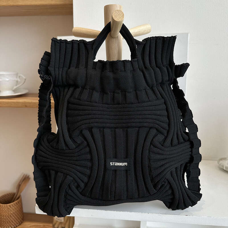 Korean Dongdaemun Unique Niche Design Casual Backpack For Women Knitted Woven Handbag Two-In-One Trendy B5