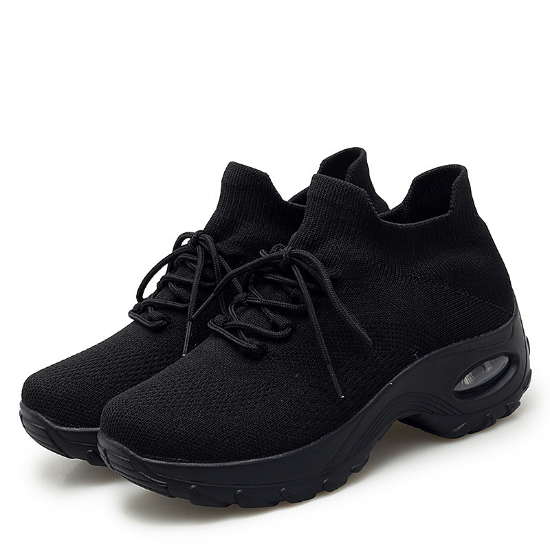 Autumn New Slip On All Black Women S Air Cushion Shock Casual Shoes Absorption Sports Casual Black Work Shoes Ddmysaturn