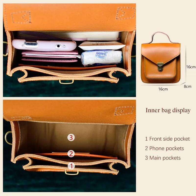 Messenger Handmade First Layer Cowhide Small Soft Leather Mobile Phone One Shoulder Messenger Female Bag 202