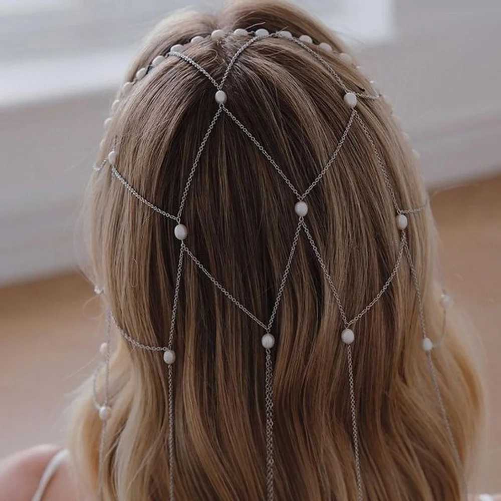 High-end Mesh Tassel Pearl Headband Hair Accessories High-end Bohemian Jewelry Headdress Dinner Accessories for Women Z250605