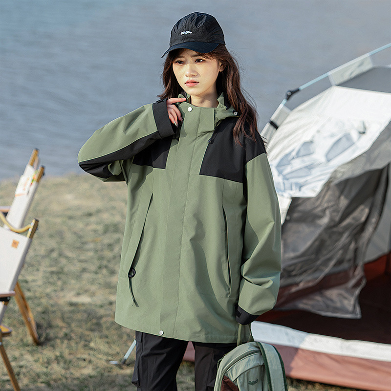 Ddmyoutdoor Spring New Couple S Color Blocked Jacket With Detachable Cap Waterproof And Windproof Suit Single Jacket Hiking Suit Jackets