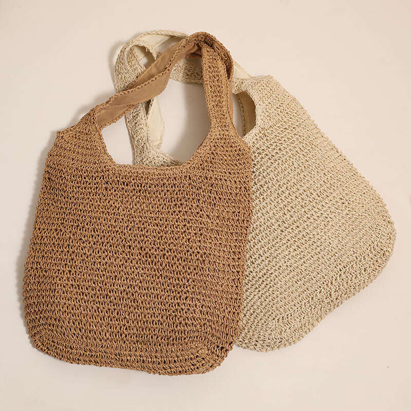 New Large Capacity Single Shoulder Simple Straw Woven Vacation Beach Casual Women's Bag B5