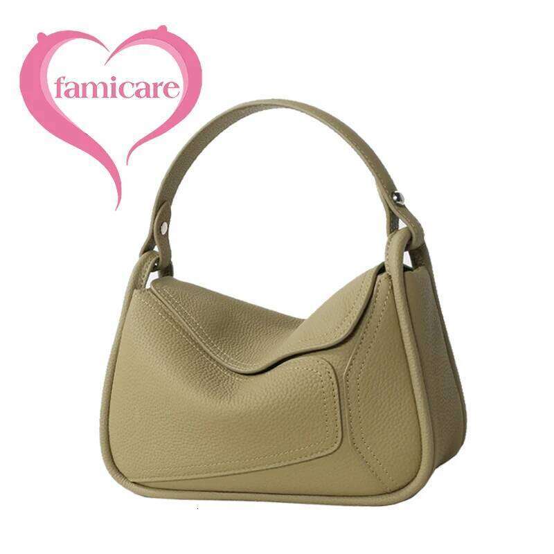 Famicare Women Handbag Cowhide Real Leather Small Lady Shoulder Female Lunch Bag Geometric Design Crossbody Messenger New