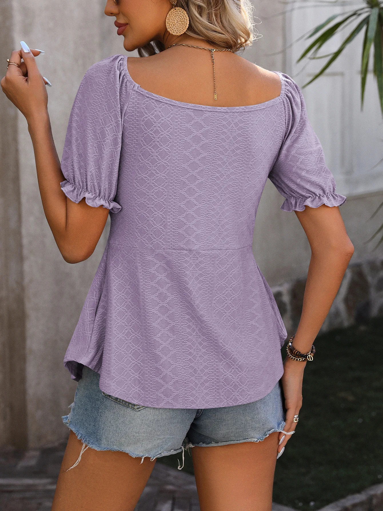 Sexy V-Neck T-Shirts Women Solid Color Short Sleeve Slim Blouse Lady Elegant Tops Clothes 250605