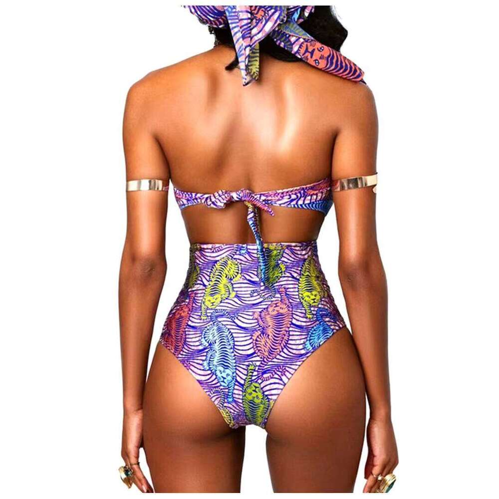 Factory New Design Colorful Print 2 Pieces Swimsuits Sexy Women Beach Bathing Suit