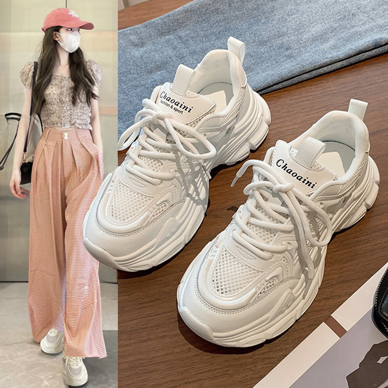 Dad Women S New Summer Early Autumn Breathable Mesh Platform Thick Sole White Casual Shoes Sneakers Sports Shoes Ddmysaturn