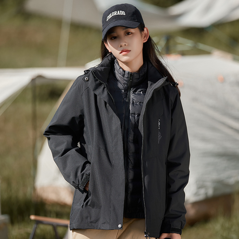 Ddmyoutdoor Outdoor Windproof And Waterproof Three In One Assault Jacket Winter Couple Style With Fleece Insulation Solid Color Versatile Sports Jacke