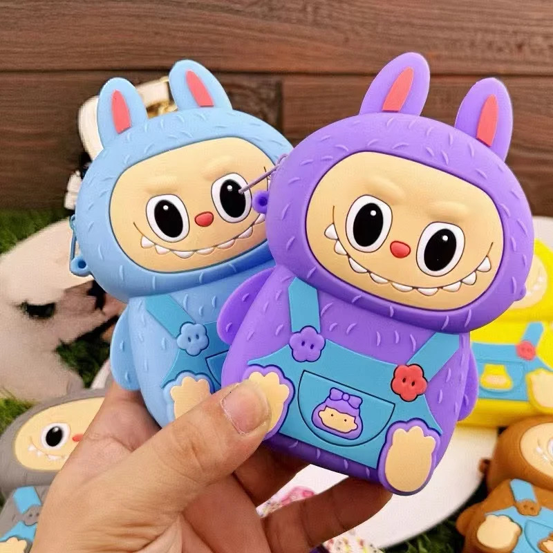 Monster Labubu Cute Silicone Bag Wallet Cartoon Sweet Coin Students Outdoor Colorful Mini Crossbody Child Gift 250605