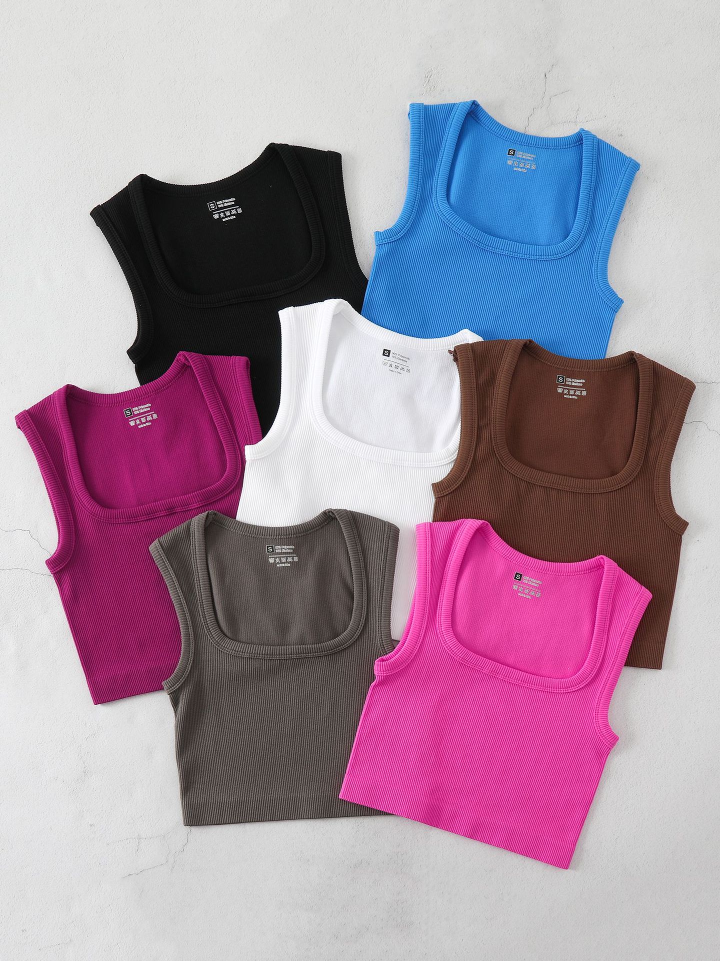 Spring and summer new large square neck threaded yoga sports undershirt plus size outside running quick