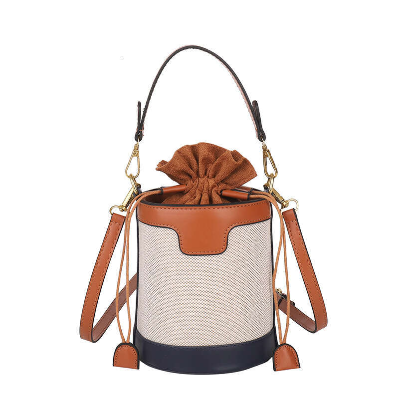 Color-Block Handheld Bucket for Women 2025 New Trendy Fashion Cylinder Single Shoulder Crossbody Bag