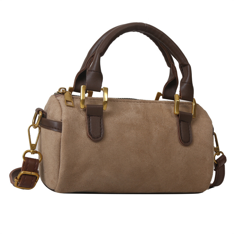 designer Handheld Baguette Cylinder Small Bag for Women 2025 Autumn Winter New Fashion Versatile Shoulder Bag Retro Woolen Crossbody Bag