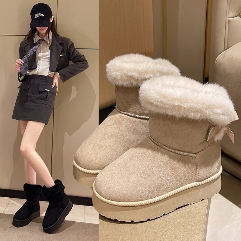 Designer 2025 free shipping autumn winter new female designer soled and plush thick snow large size warm short boots, cotton shoes brown black