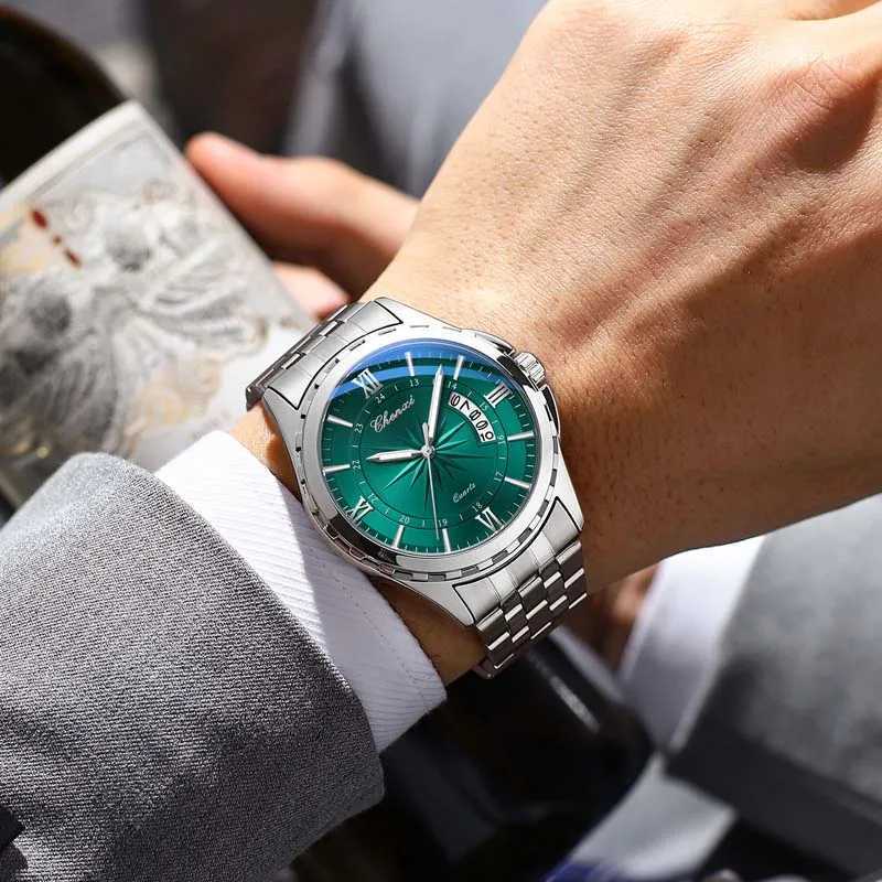 CHENXI Brand Silver Mens Watch Fashion Business Waterproof Calendar Quartz Wristwatch Mens Clock Stainless Steel Y250605
