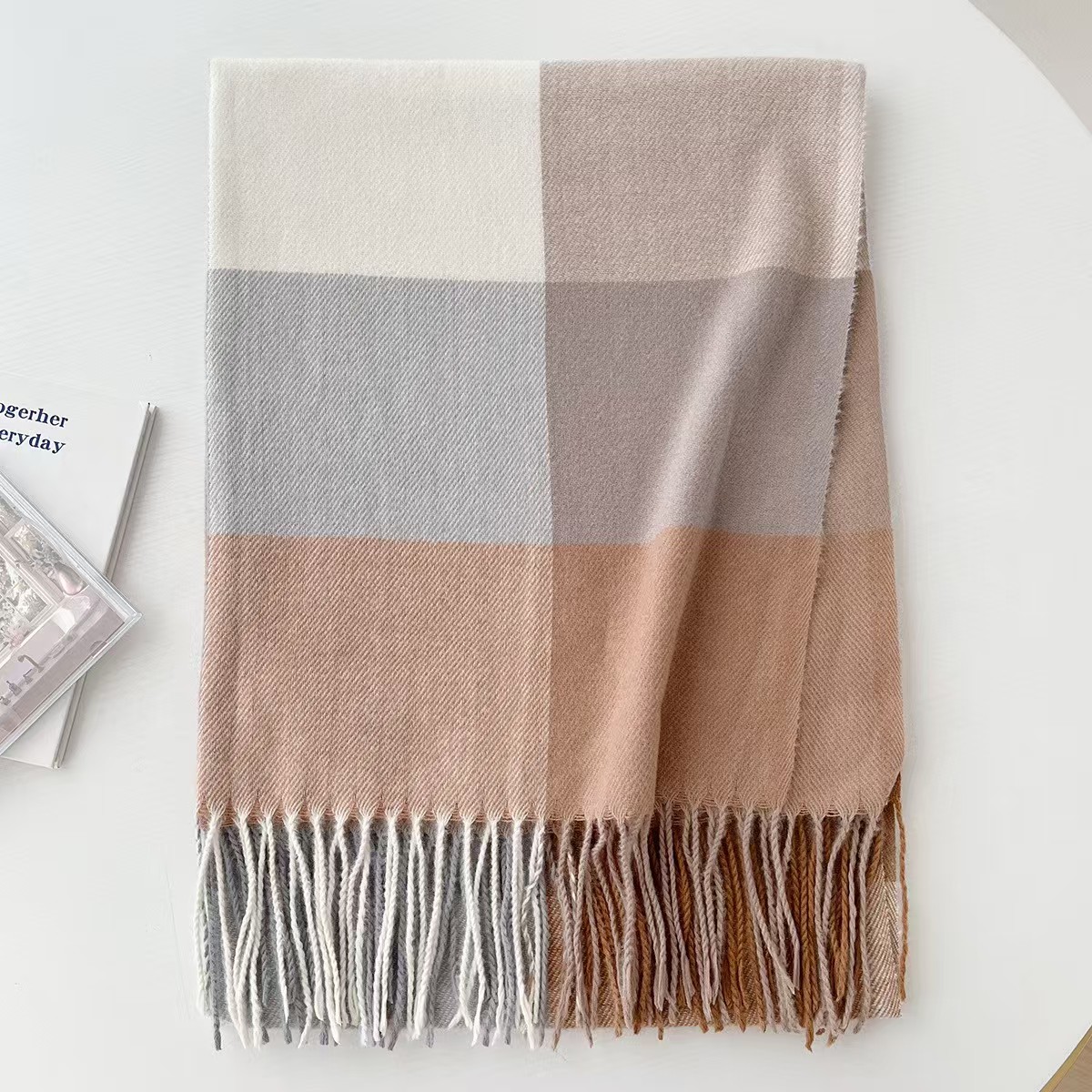 T896 New Cashmere Color Plaid Scarf Women Korean Autumn and Winter Plaid Scarf Tassel Shawl Neck