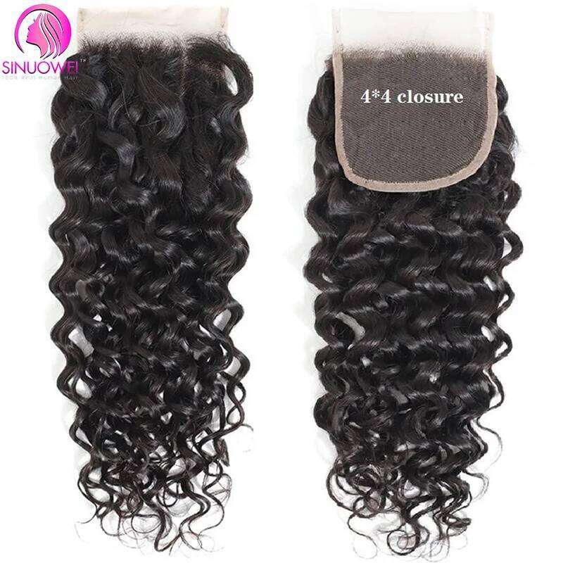 Burmese Water Wave 13x4 Frontal Weave With 4x4 Lace Closure Virgin Curly Bundles Human Hair