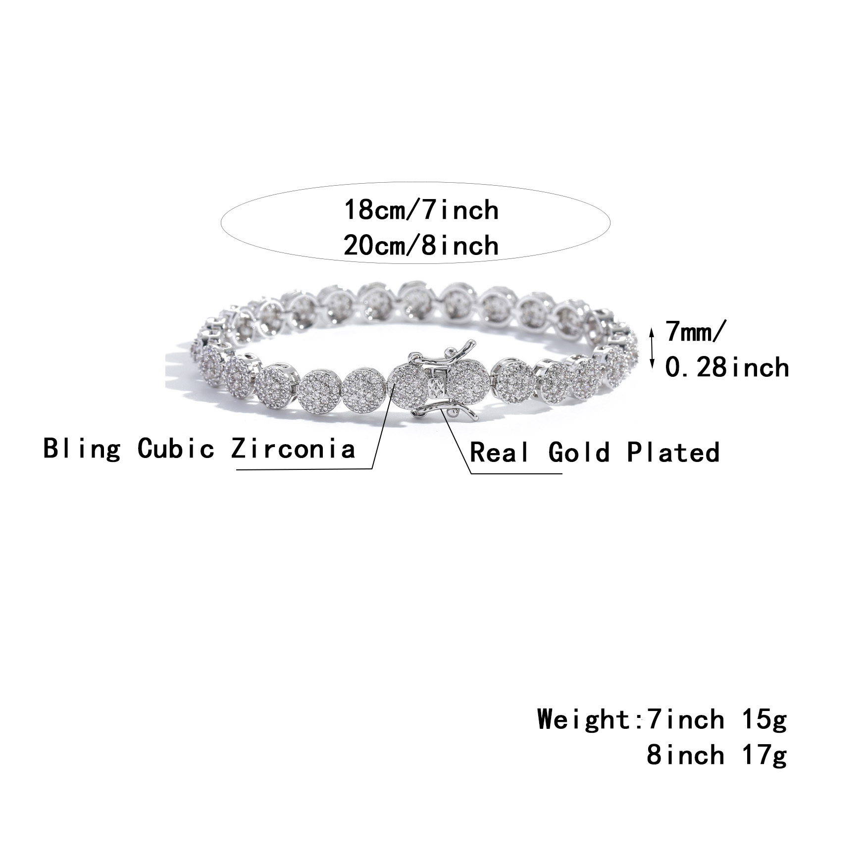 New In 5-7mm Sparkly Diamond Tennis Bracelets For Men And Women Mixed Round Bling Cz Stones Cubic Zircon Bangle Bracelet Chainla Pulseiras Bijoux Hip 