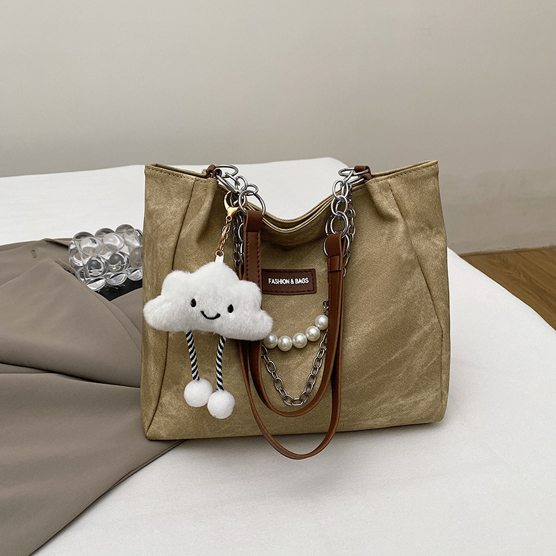 designer 2025 Solid Color Casual Commuter Fashion Autumn Large Capacity Niche Simple Casual Underarm Single Shoulder Tote Bag