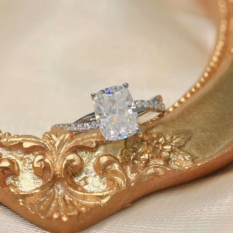 DEF VVS 3ct Long Cushion Moissanite Diamond Engagement Ring Sterling Silver925 Fancy Moissanite Wedding Jewelry