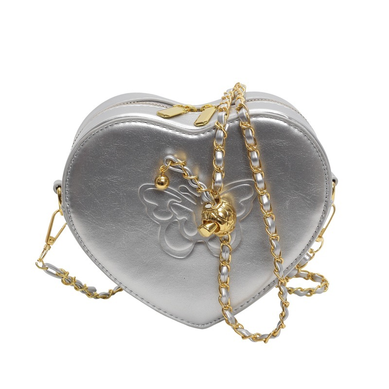 Free Shipping Designer Bag New Heart-shaped Fashionable Butterfly Printed Trendy Love For Women Niche Design Chain Crossbody Bag