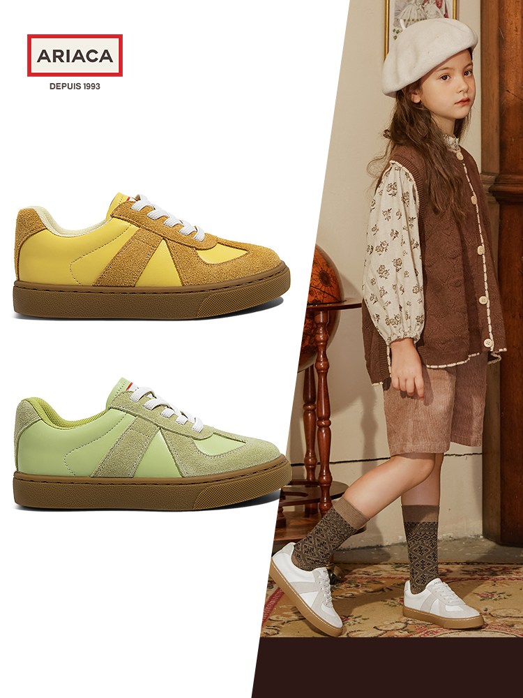 ARIACA children's shoes girls board shoes leather white shoes 2025 new spring and autumn models casual shoes children's de training shoes