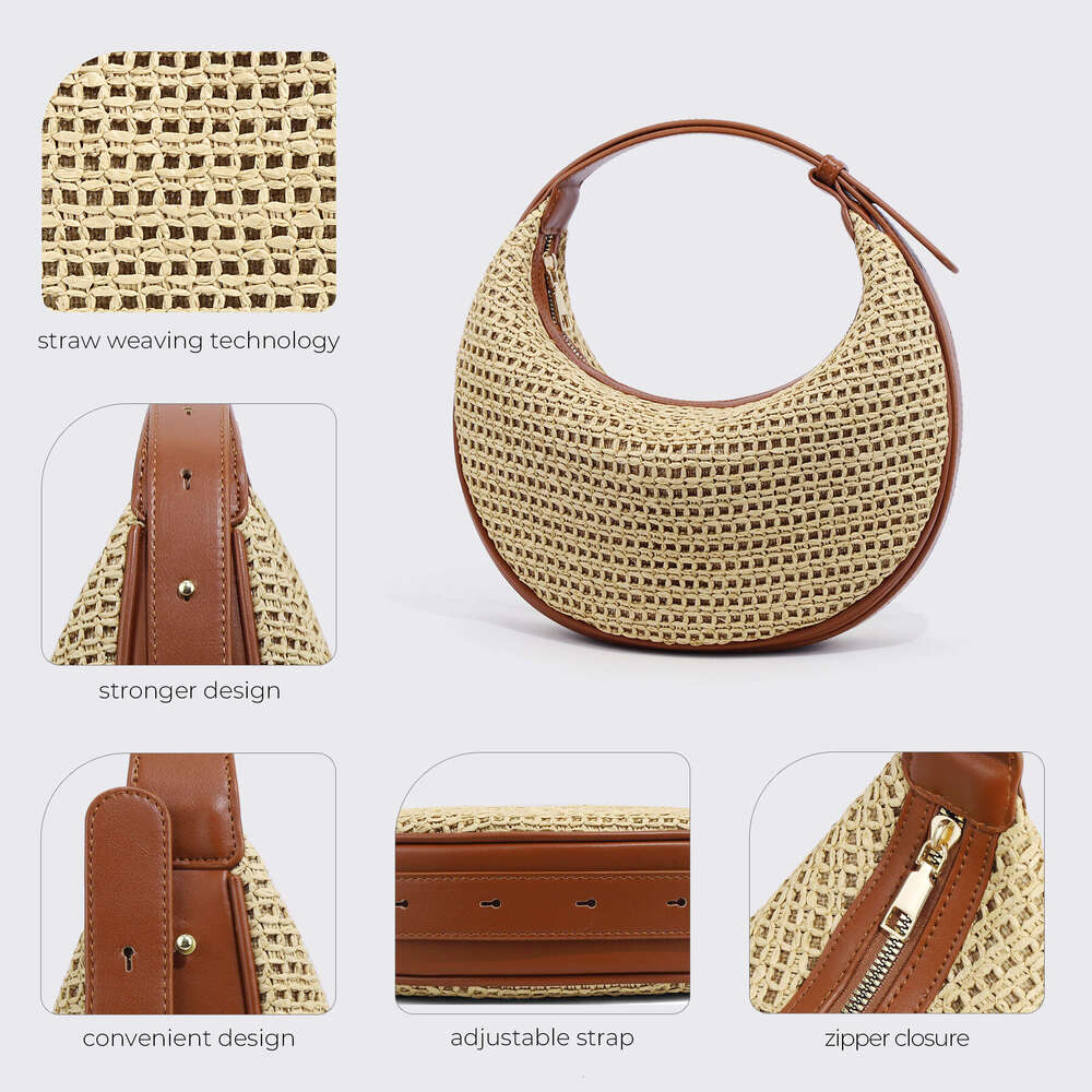 Summer New Style Woven Moon Versatile Shoulder Underarm for Women Niche Crossbody Bag Lightweight