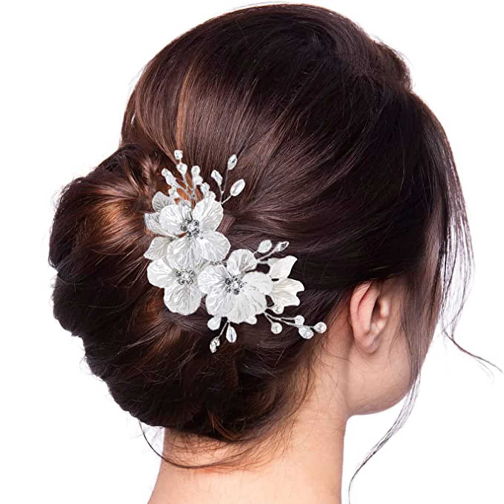 Fashion Flower Hairpins and Side Clips for Women Girls Party Hair Styling Jewelry Pearl Hair Pins Headpieces Bride Wedding Headdress Z250605