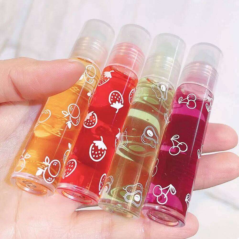free shipping 6 Colors Roll-on Fruit Lip Balm Lip Oil Lip Moisturizing Mirror Primer Lip Lipstick Hydrating random Gloss Transparent
